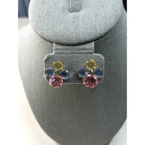 Vintage Avon Multi-Colored Flower Clip Ons Gold Tone Earrings